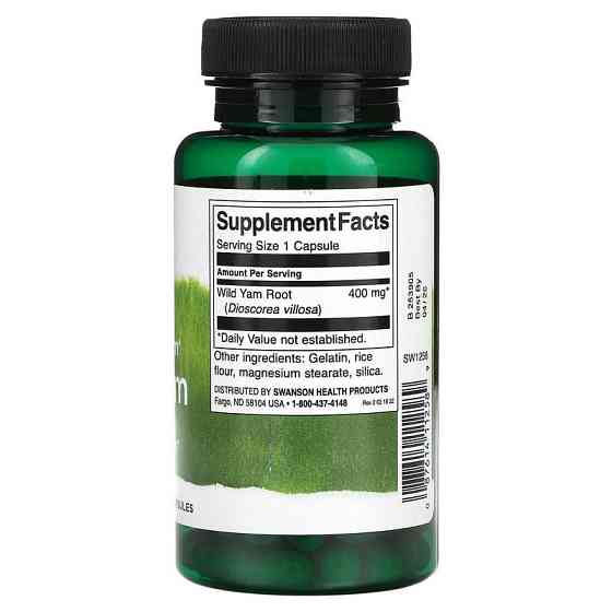 Корінь дикого ямсу Swanson Wild Yam Root 400 mg Full Spectrum 60 Caps Луцьк