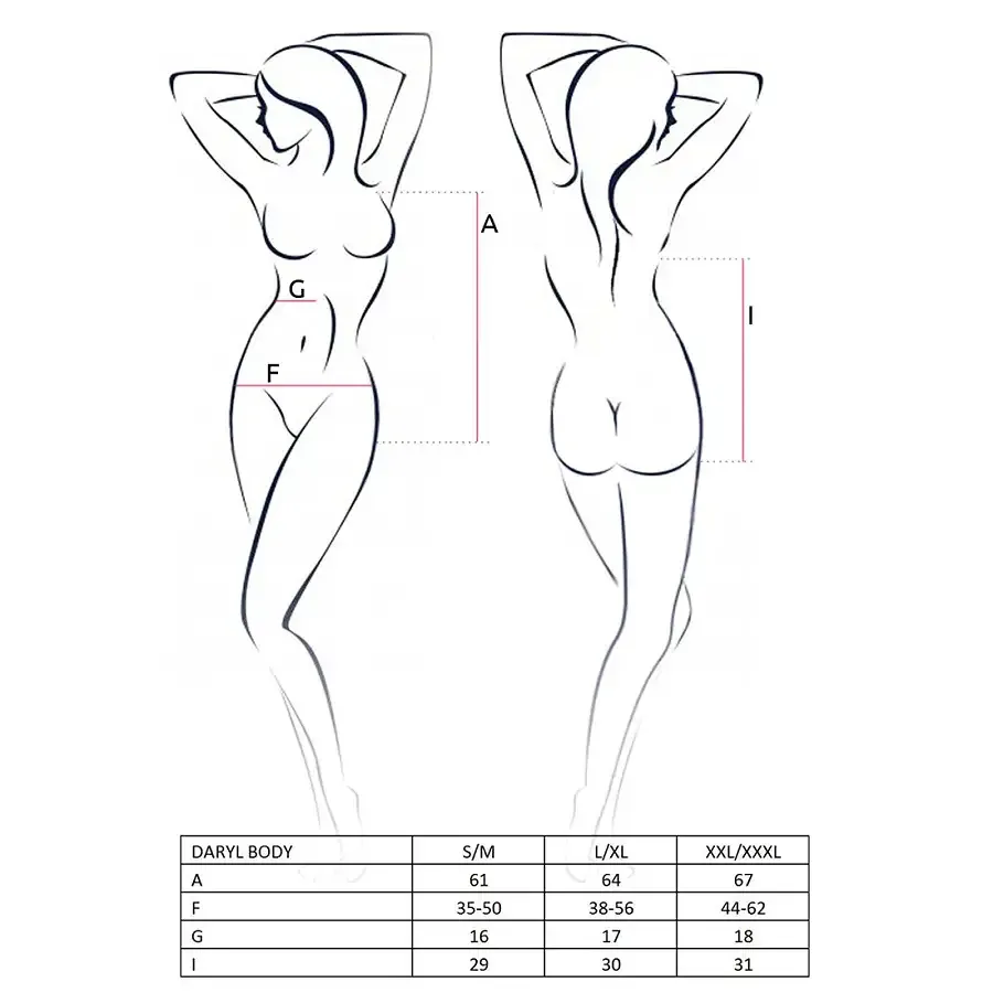 Боді з дуже глибоким декольте Passion DARYL BODY S/M, black Львів - фото 7