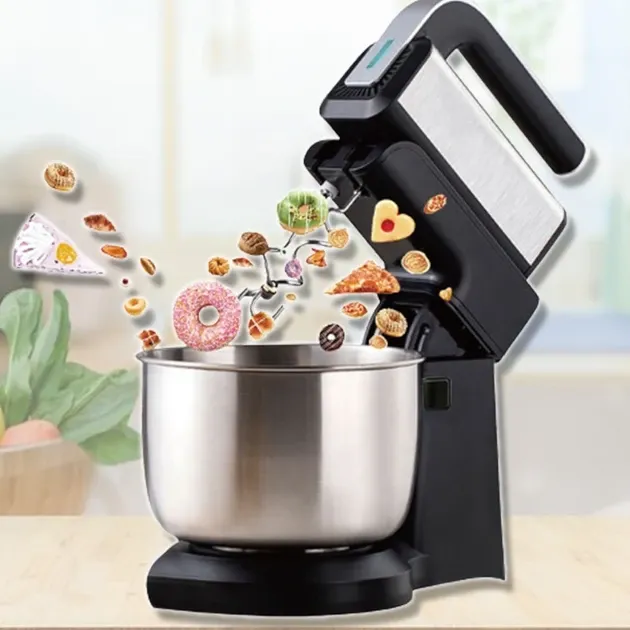 Стаціонарний Міксер з чашею 3.5л Domotec/RAF R-6652 1000W 5 режимів швидкості, віночки для замісу тіста Одеса - фото 4