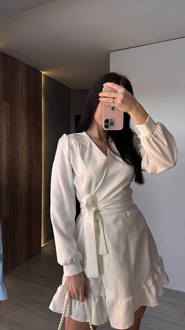 Женское романтическое платье на запах костюмка. Молочный Одесса - изображение 5