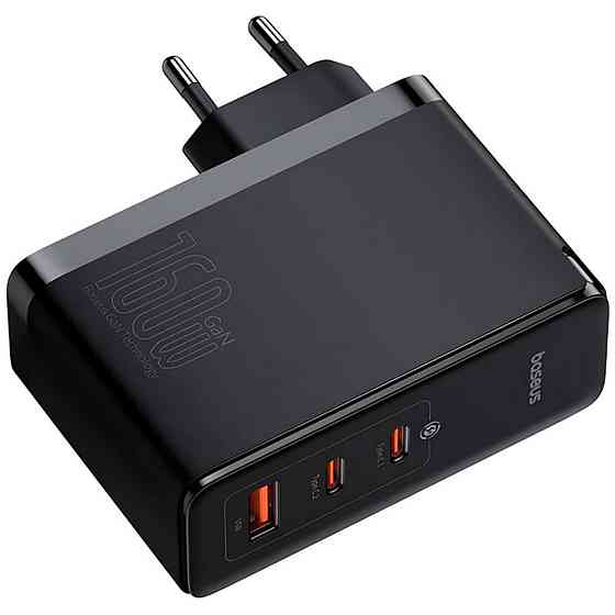 Мережевий зарядний пристрій з кабелем Baseus GaN5 Pro Digital Fast Charger 2C+U 160W Cluster Black (With Superior Charging Data Київ