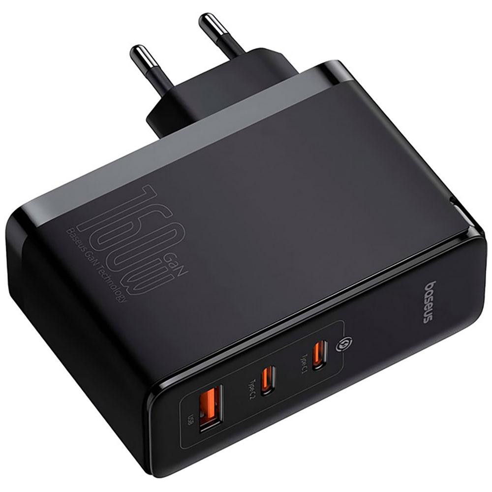 Мережевий зарядний пристрій з кабелем Baseus GaN5 Pro Digital Fast Charger 2C+U 160W Cluster Black (With Superior Charging Data Київ - фото 4