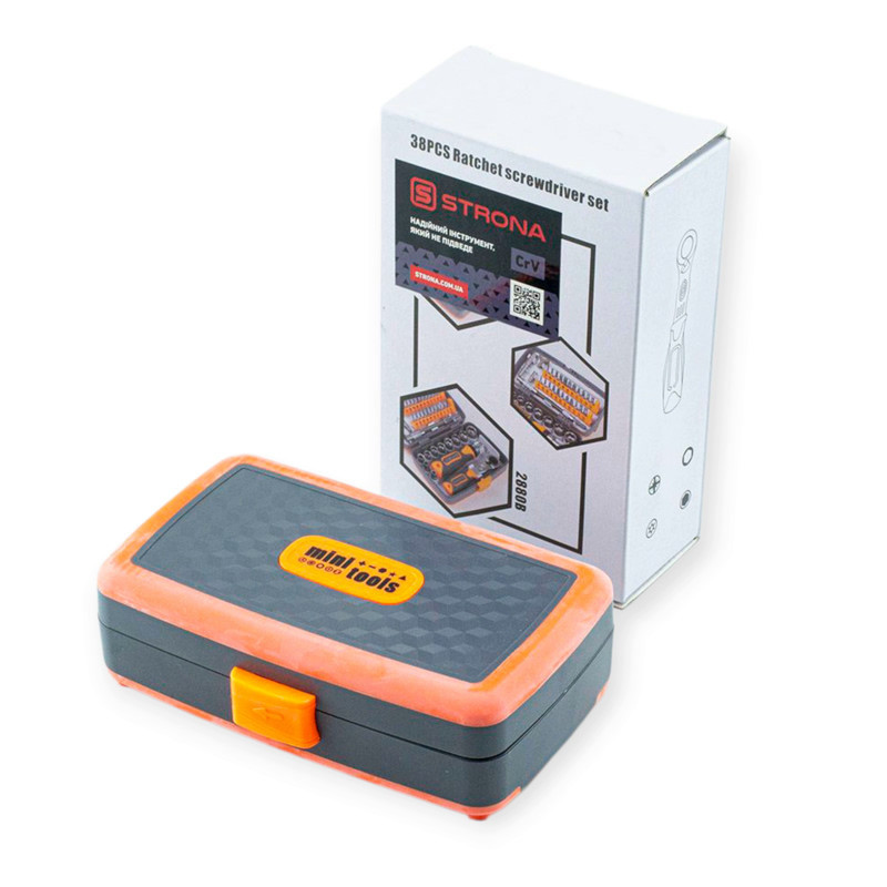 Викрутка з бітами та головками 1/4" 38 шт CrV тріскачкова, подовжувачі, тріскачка (футляр) Мукачево - фото 2