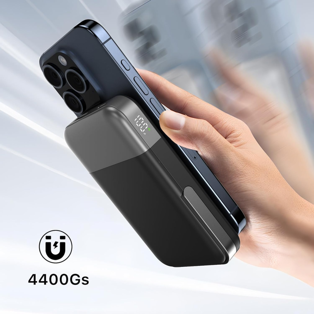 Power Bank 10000 mAh MagSafe 22.5W, портативний зарядний пристрій з бездротовою зарядкою 15W, USB-C PD, LED-дисплей, магнітний Київ - фото 2