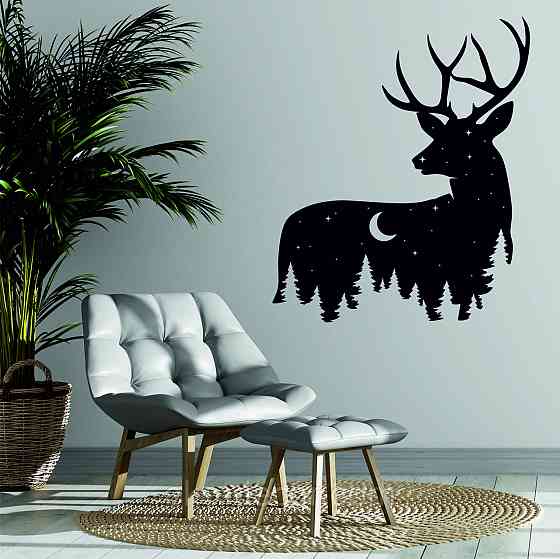 Декоративное настенное Панно «Новогодний олень» Декор на стену 110*92 см, Черный Киев