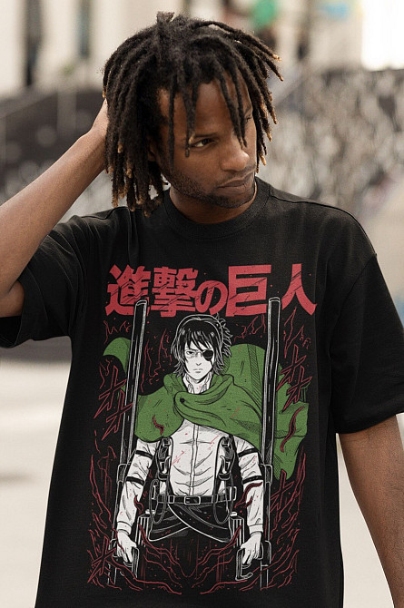 Футболка для мальчика аниме Атака титанов оверсайз (рост от 165 до 180 ) Черний AnimeJ0803m Днепр - изображение 2
