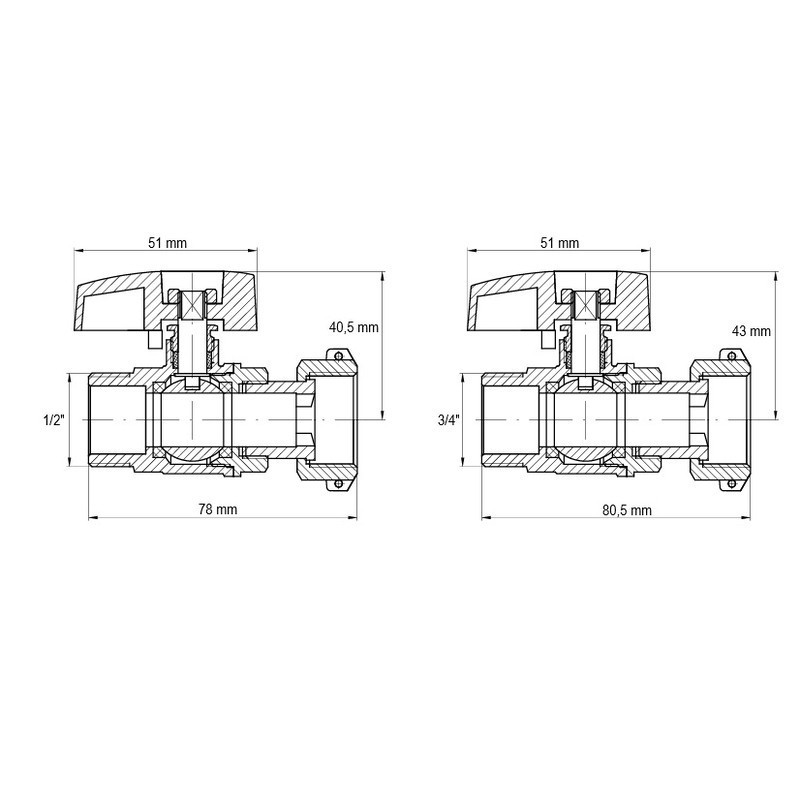 Комплект кранів для підключення газового котла KOER KR.1323 прямий (1/2"x2шт, 3/4x2шт) (KR3125)   ( 21043 ) Харків - фото 2