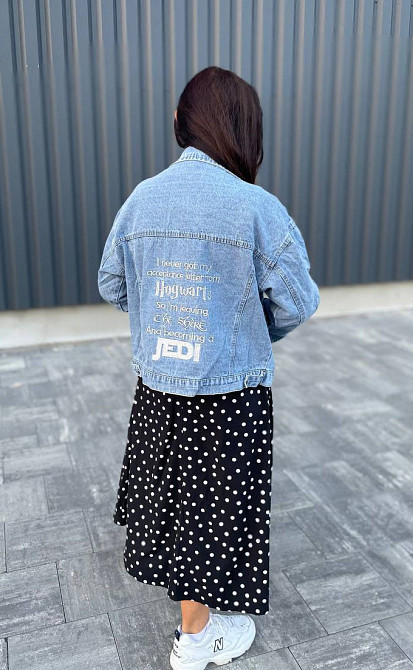 Джинсовая куртка женская оверсайз с вышивкой р 42-46 Харьков - изображение 1