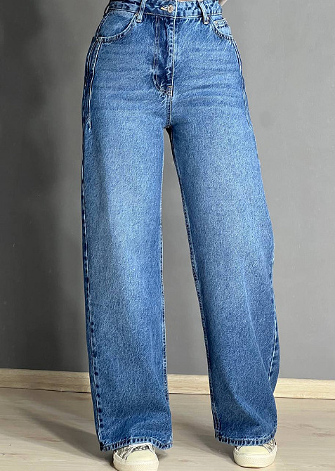 Джинси жіночі It’s Basic 2499 Wide Leg з високою талією рівні від стегна з виточками на стегнах світло сині, світло-синій, 34, 34, 64 см, 92 см Київ - фото 17
