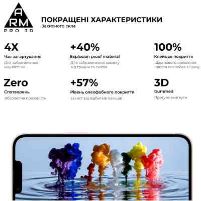 Скло захисне Armorstandart Pro 3D Apple iPhone 13 / 13 Pro Black (ARM60264) Вінниця