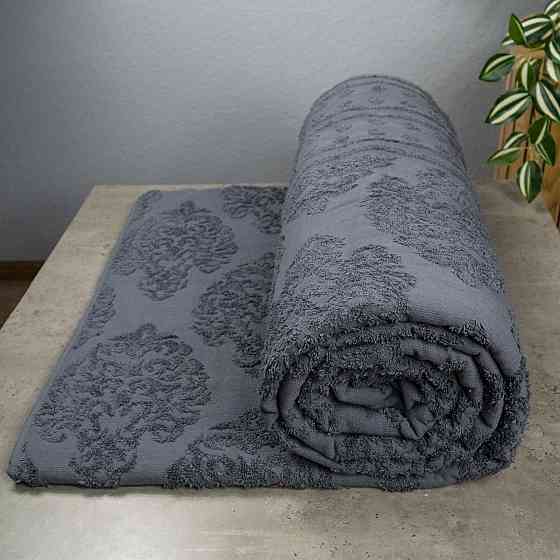Простирадло-покривало жаккардове махрове 100% Бавовна GM TEXTILE 150x200см 400г/м2 (Сірий) Суми