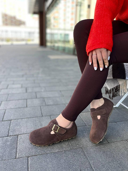 Egga Клоги жіночі EGGA шоколадні натуральна замша закрита п'ята розмір ( -32) Коломыя - изображение 5