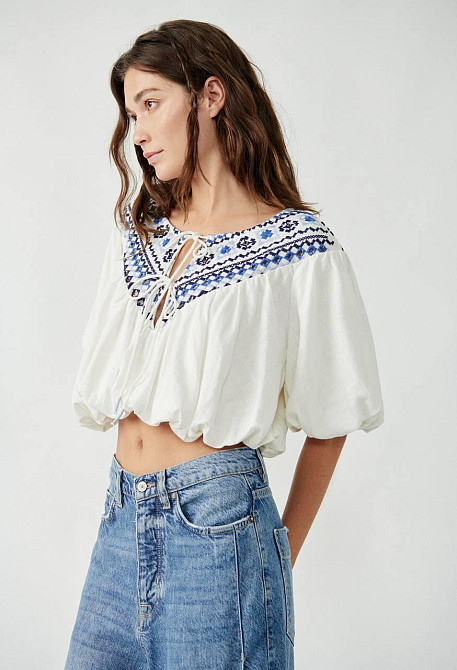 Жіноча романтична вишиванка з об'ємними рукавами-ліхтариками до ліктя 46 Одеса - фото 3