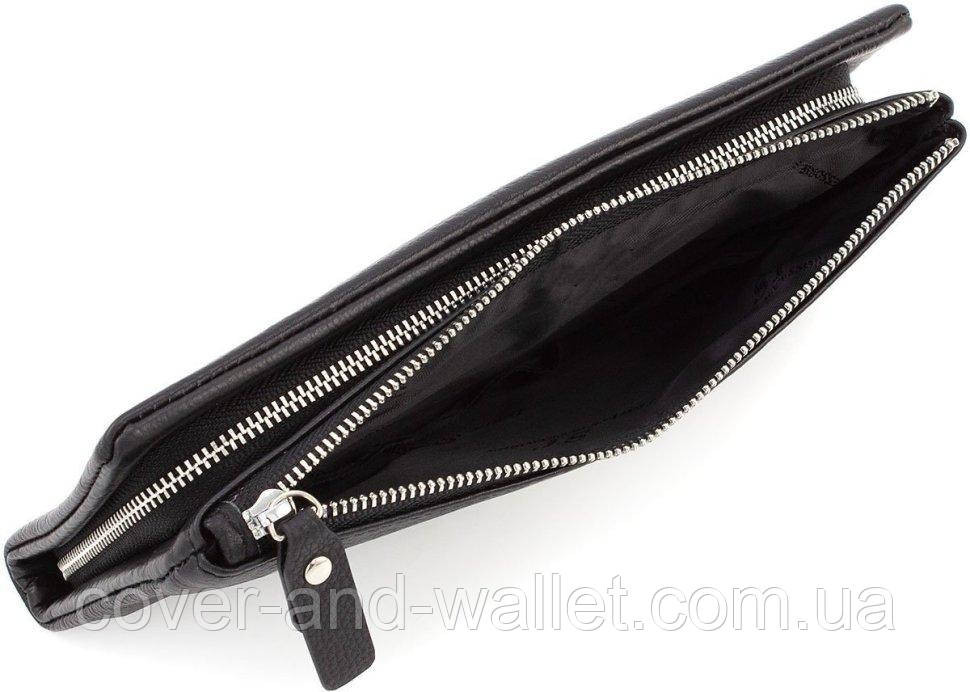 М'який шкіряний гаманець клатч на дві блискавки чорного кольору ST Leather 022 Київ - фото 6