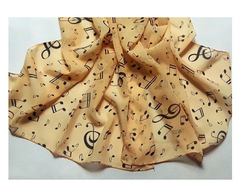 Шарф женский с нотами кирпичный размер шарфа около 150*50см, шифон Киев - изображение 2