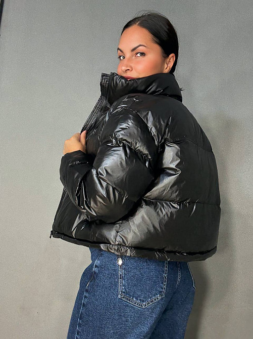 Куртка жіноча Lady Yep 10015 коротка глянцева пуффер чорна, чорний, 42 Київ - фото 2