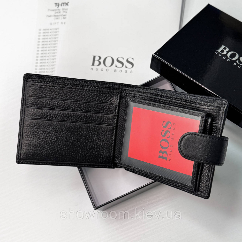 Мужское брендовое портмоне из натуральной кожи на кнопке Boss (6605) Киев - изображение 6