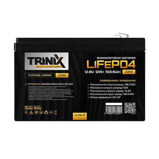 Акумуляторна батарея літій-залізо-фосфатна 12.8В 12А*год Trinix TLFP-1212 Ultra LiFePO4 (Black) (44-00082) Київ