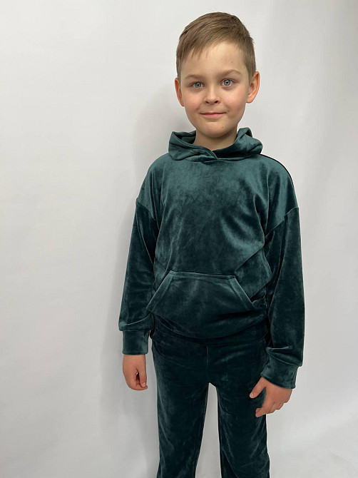 Дитячий велюровий костюм Кенгуру 122-128 Смарагдовий Харків - фото 2