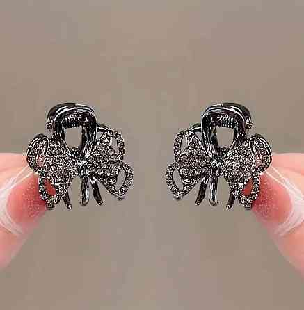 Мини крабики для волос с кристаллами, бантик, 2 шт Киев