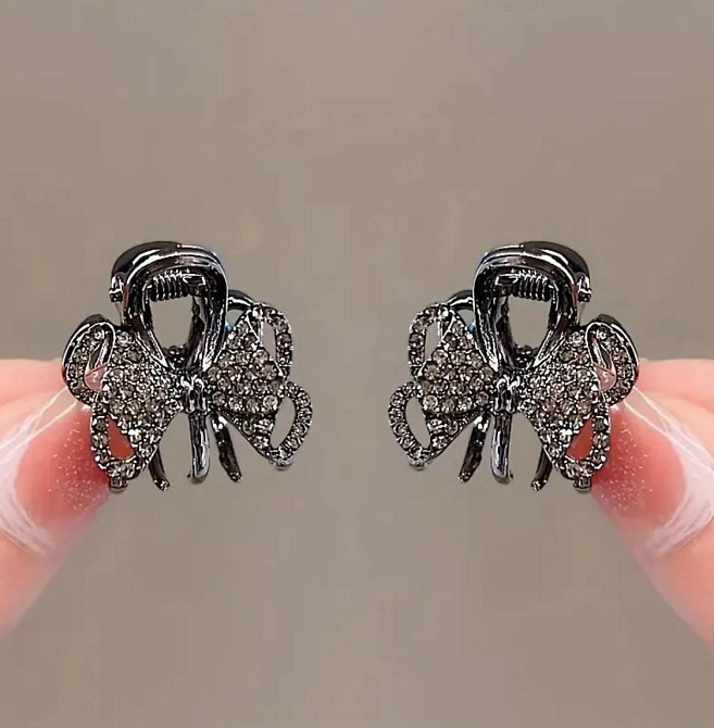 Мини крабики для волос с кристаллами, бантик, 2 шт Киев - изображение 1