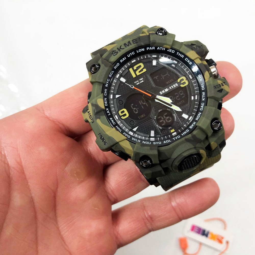Спортивные часы мужские водонепроницаемы SKMEI 1155BCMGN GREEN CAMO, Часы военной тематики DS-71 Львов - изображение 7