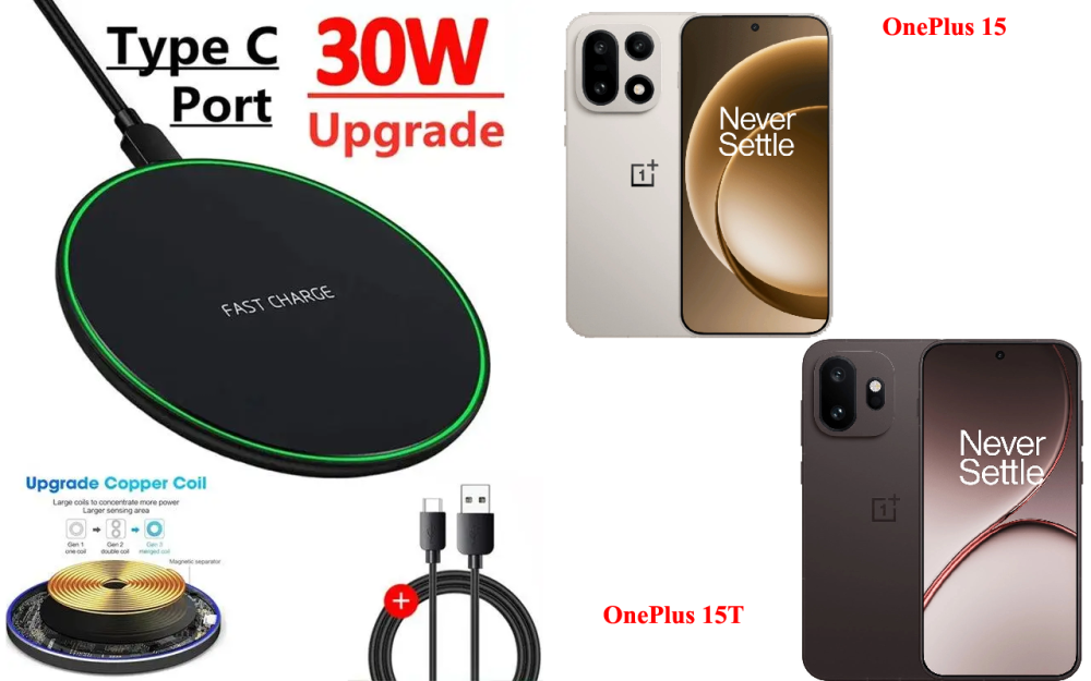 Бездротовий зарядний пристрій Copper до 30W для OnePlus 9, OnePlus 9 Pro, USB-C, LED Київ - фото 5
