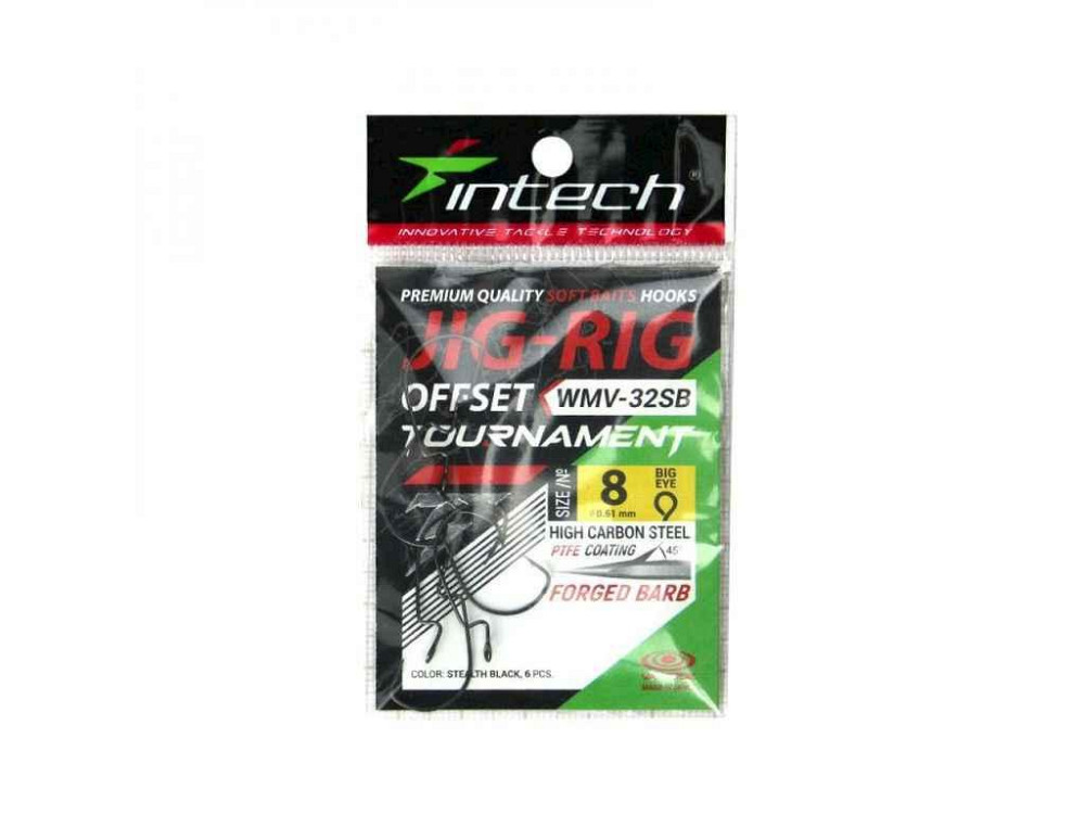 Гачки офсетні Tournament JIG-RIG Offset 8 (6шт/уп) WMV-32SB ТМ INTECH Київ - фото 1