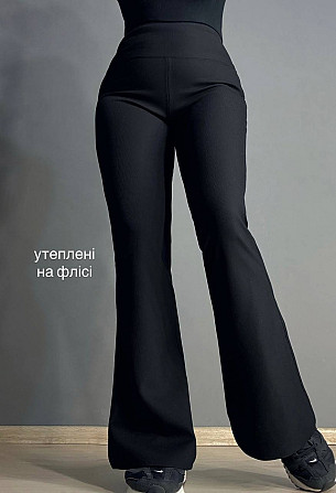 Лосины женские Kenalin W18 клеш утепленные с флисом пуш ап черные, черный, L Одесса - изображение 1