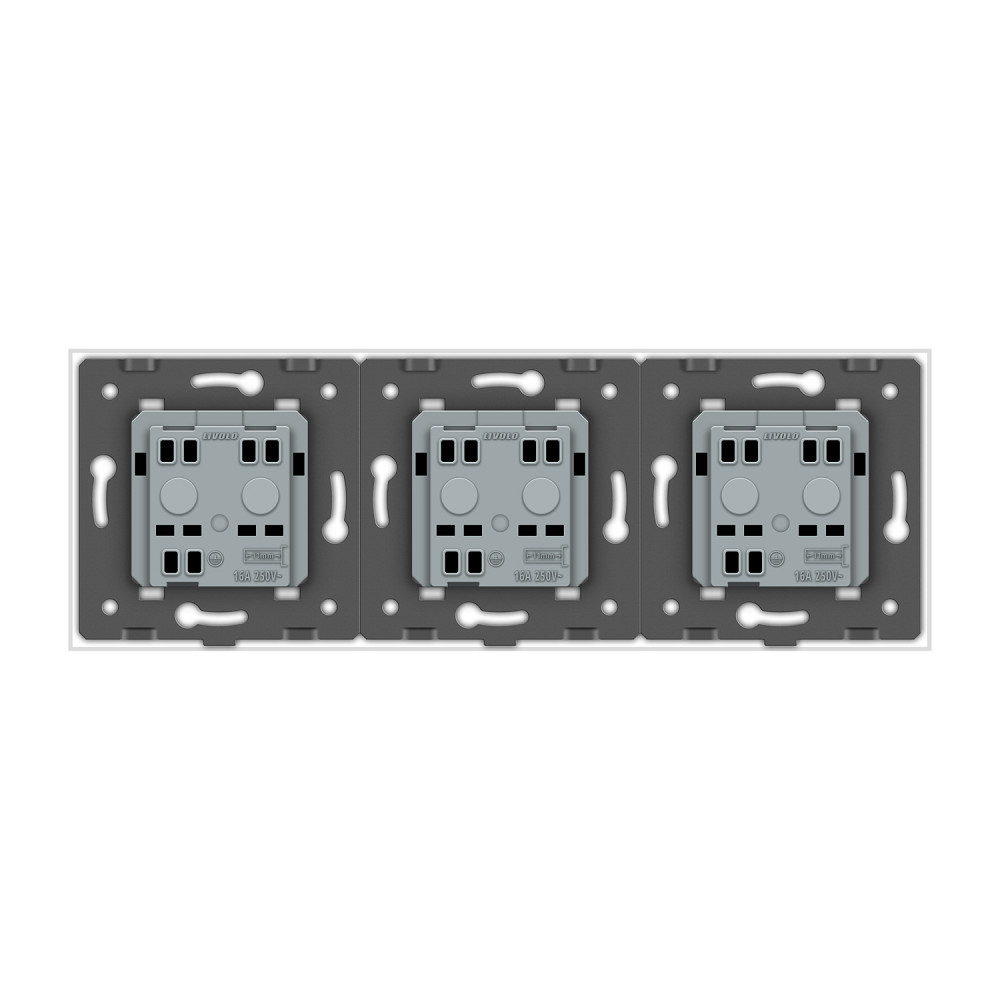 LIVOLO Розетка тримісна універсальна Livolo білий скло (VL-C7FCT22-6WP) Київ - фото 4