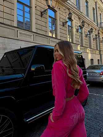 Женский стильный костюм двойка в стиле спорт шик со стразами на ягодицах велюр Малиновый, 46/48 Одесса