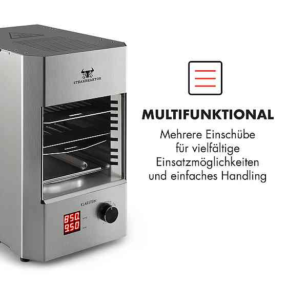 Стейк-реактор 2.0 - версия из нержавеющей стали - гриль для помещений, высокотемпературный гриль 1600 Вт, 850 Ровно