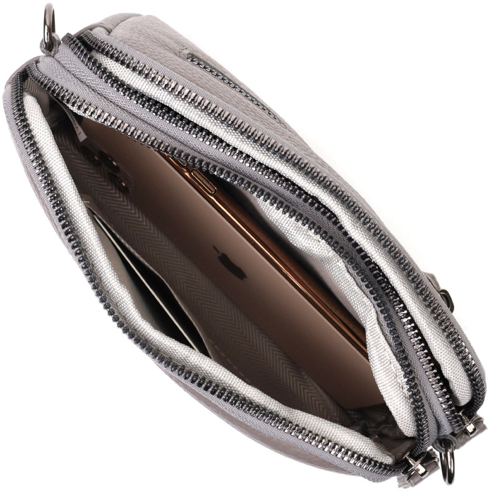 Сумка женская на два отделения из натуральной кожи Vintage 22278 Серая Киев - изображение 7