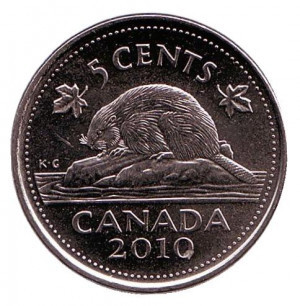 Бобр. Монета 5 міліграмів, 2010,11,1979, Канада. (Д) Полтава - фото 1