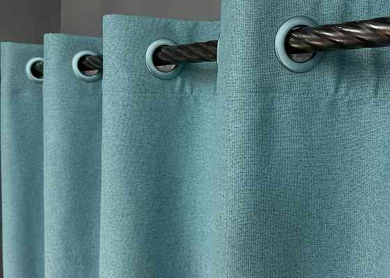 Комплект штор на люверсах VR-Textil Блэкаут двусторонний ASHEN NIGHT № 1846ш Лазурный 150х270 см 2 шт (37-0287) Киев