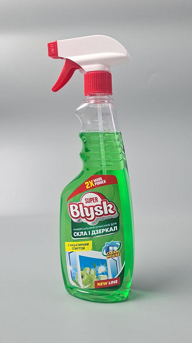 Очисник Super Blysk для скла та дзеркал з намірним спиртом Зелене яблуко 500 г (курок) (1 шт.) Харків - фото 1