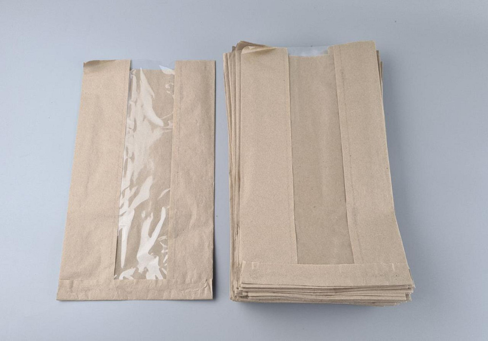 Паперові пакети крафт із прозорим віконцем 200х50х360, 40 г/м2, вікно 70 (100 шт.) Харків - фото 2