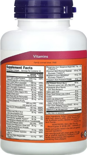 Витамины для мужчин NOW Adam Men's Multi 180 Softgels Киев - изображение 3