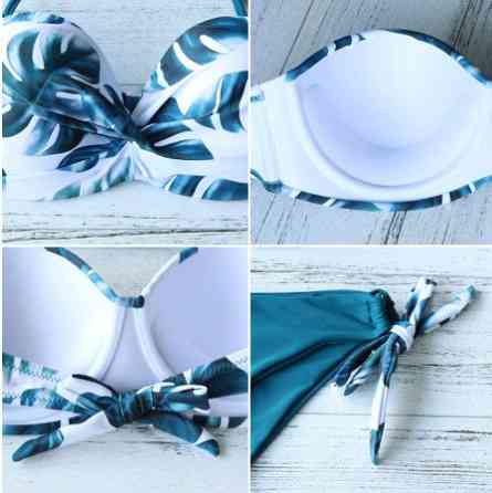 Женский раздельный купальник зелено-белый Киев