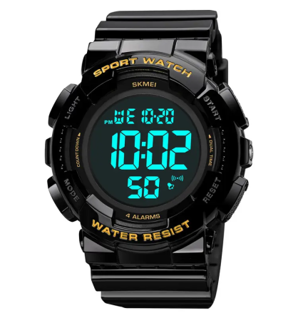 Чоловічий наручний спортивний годинник Skmei 2081 Чорний з золотом /Чорний Київ