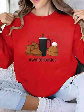 Жіноча затишна оверсайз кофта з новорічним принтом із двостороннього флісу Червоний, 42/46 Одеса