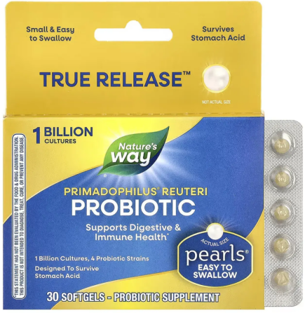 Пробіотики для роботи ШКТ Nature's Way Primadophilus Reuteri Pearls 30 капс Київ