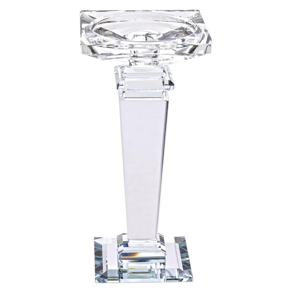 Підсвічник скляний на високій ніжці 9.5×9.5×20 см декоративний прозорий HP-4-52S Київ - фото 3