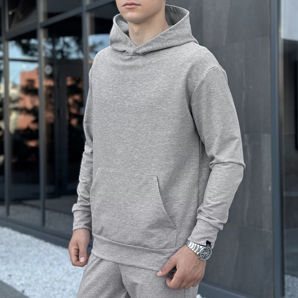 Чоловіче демісезонне худі з капюшоном сіре Pobedov 001 Київ - фото 1