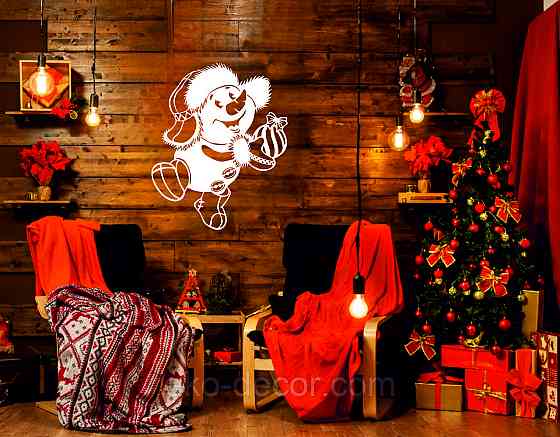 Декоративное настенное Панно «Снеговик», Декор на стену 90*73 см, Белый Киев