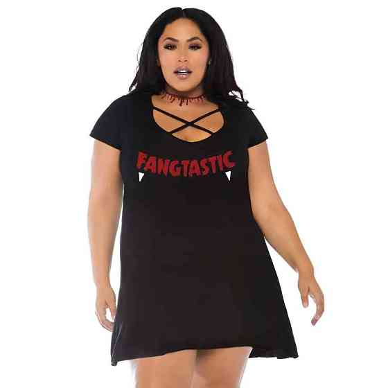 Платье Leg Avenue Fangtastic Jersey с принтом, чёрное, Plus Size Sex Aura Киев