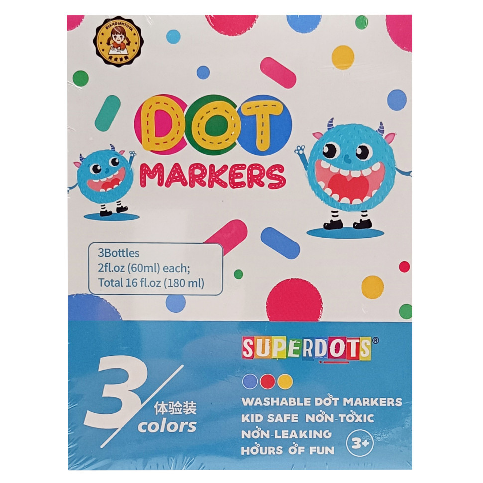 Детские точечные маркеры 35506, 3 цвета по 60 мл Винница - изображение 1