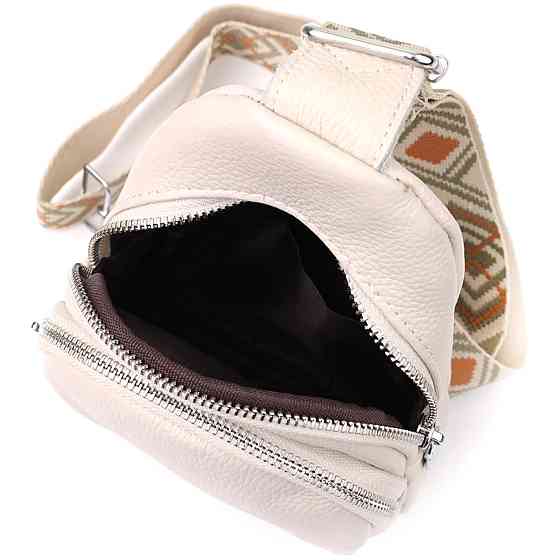 Сумка-слінг із натуральної шкіри для жінок Vintage 22936 Білий Київ