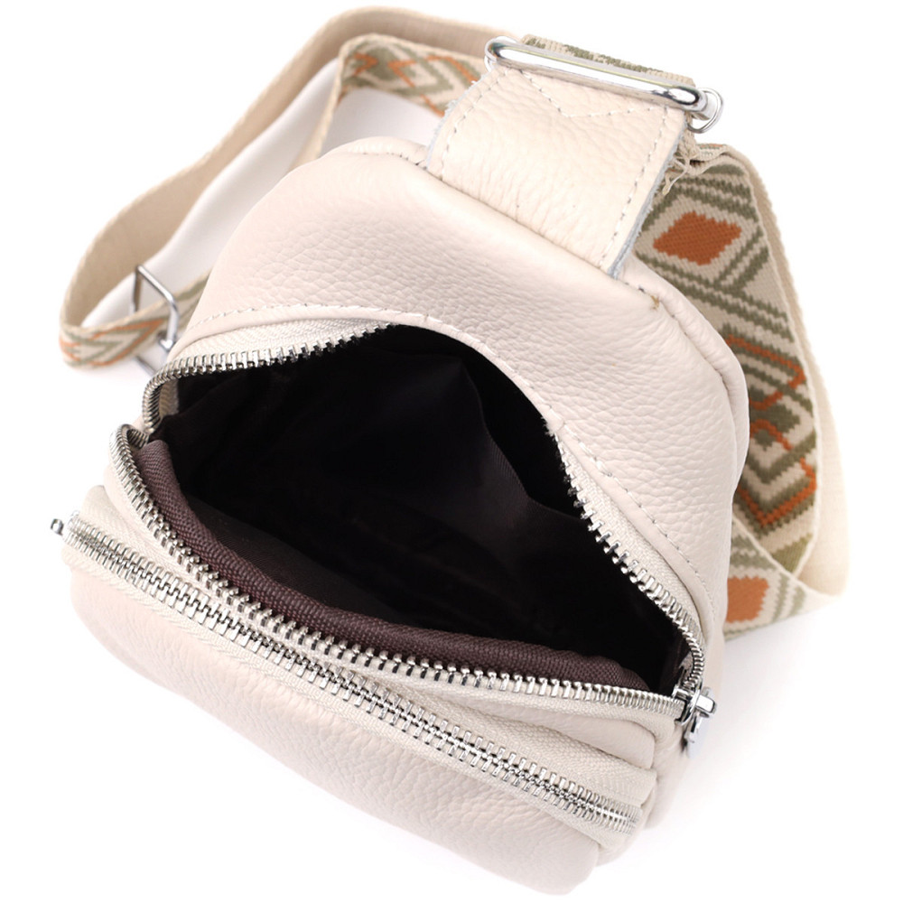 Сумка-слінг із натуральної шкіри для жінок Vintage 22936 Білий Київ - фото 6