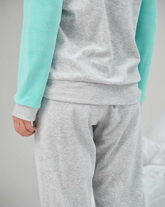 Женская пижама со штанами Nicolette Три котика - Велюр 87125 S, Бирюзовый Киев - изображение 8